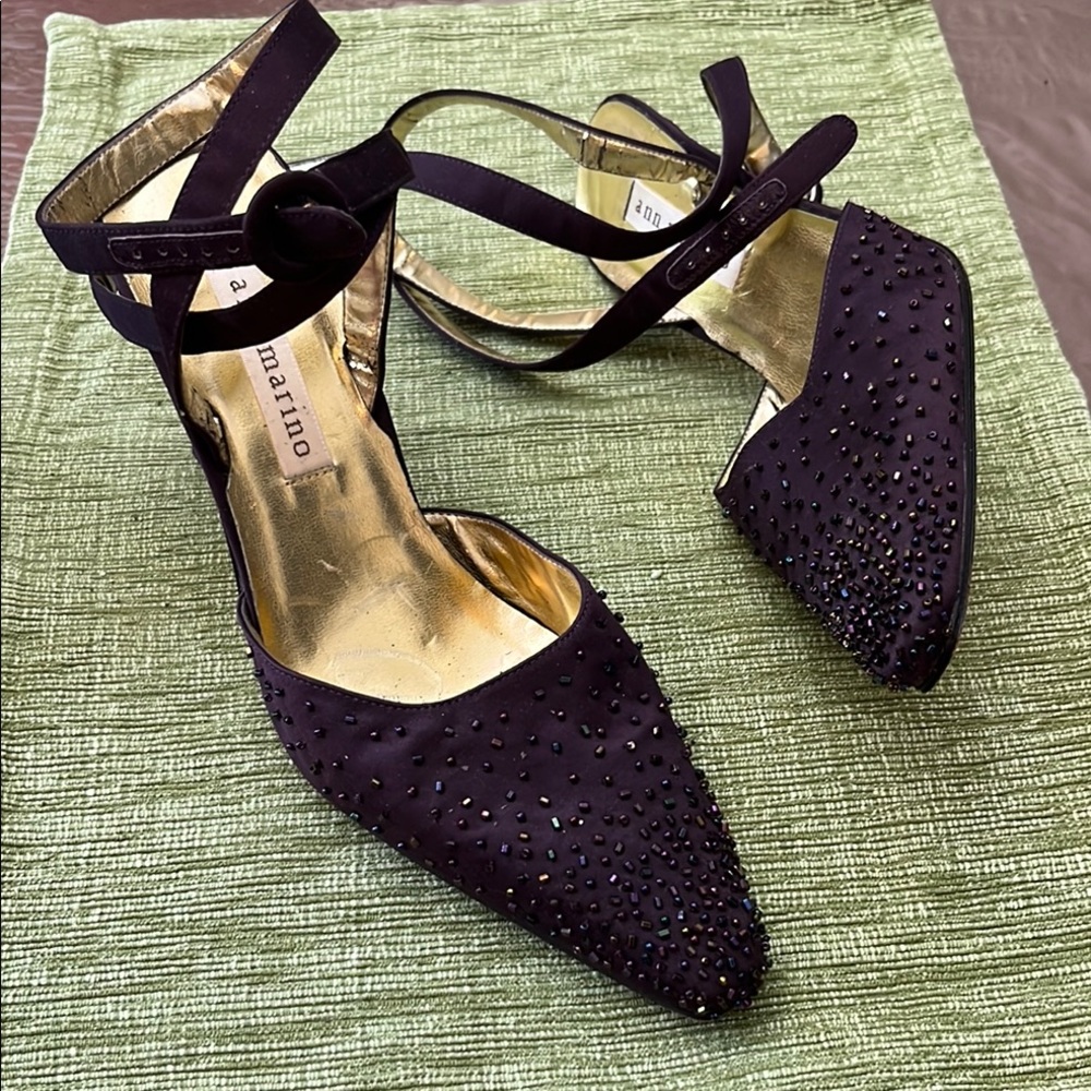 Ann Marino Deep Burgandy Heels with Elegant Ankle Strap